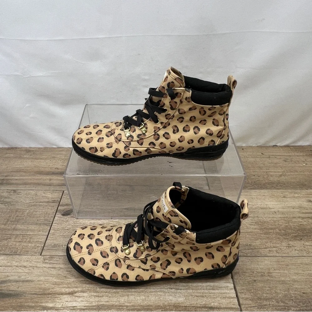 Keds Girls shoes‎ 5M Scout Black Tan Leopard Hi-Top Lace Up Sneaker Boots
